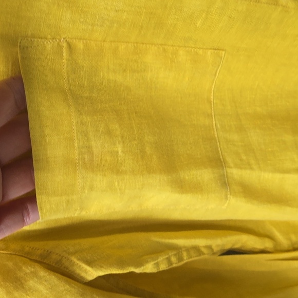 Boden Bright Yellow Chartreuse Linen Long Sleeve Blouse 4p - Picture 5 of 9